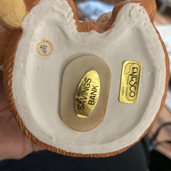 Enesco Country Cousins Vintage 1984 teddy playing little league piggy bank - Picture 4 of 5